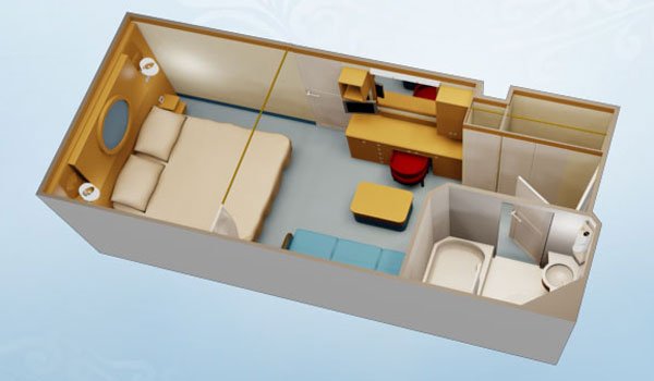 Layout of a Standard Inside Stateroom on Disney Cruise Line.