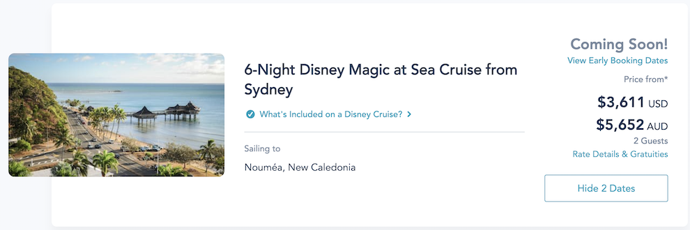 Sneaky New Caledonia Itinerary Added for the Disney Wonder